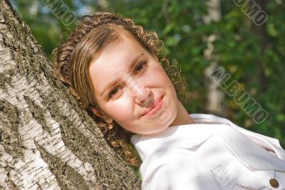 The girl on a birch
