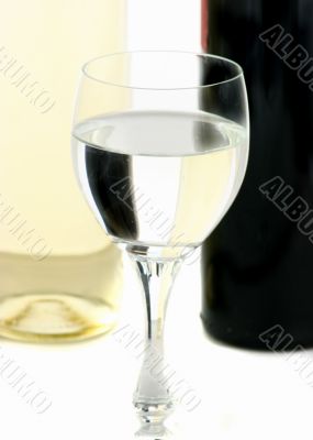 glass with reflection  of  wine