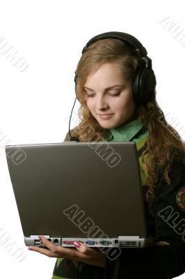 pretty student with headphones