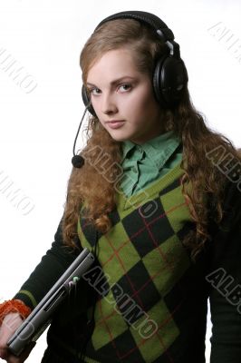 pretty student with headphones