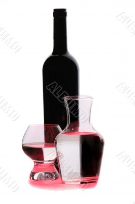 bottle of red wine  and glasses