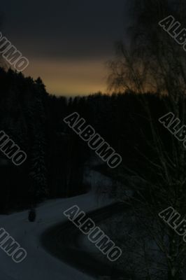 winter night road
