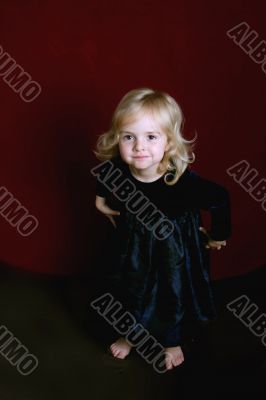 happy little girl in party dress