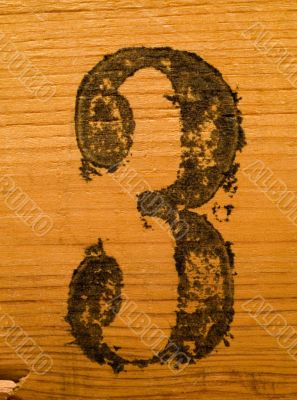 Number on wood 3