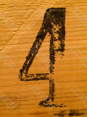 Number on wood 4