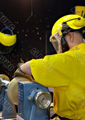 Man Turning a Bowl on a Wood Lathe
