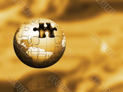 Golden puzzle globe