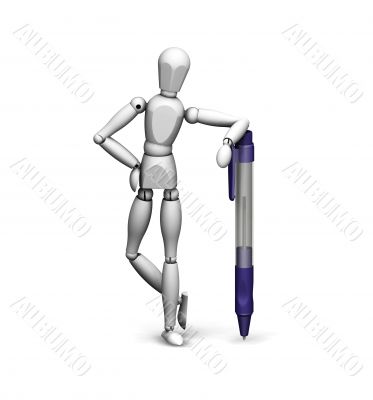 Man leaning on a pen