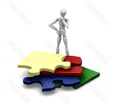Man with puzzle pieces