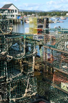 Lobster traps on wharfs