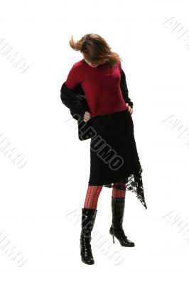 white, red and black