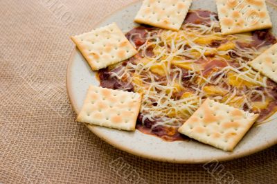 Chili and crackers