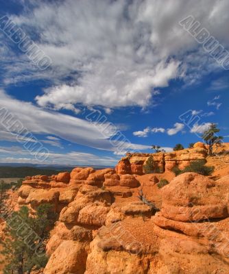 Clouds on a red canyon