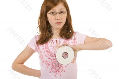 Girl with DVD disk