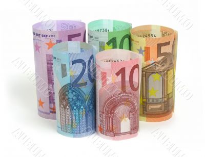 Euro notes in a row