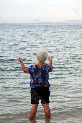 Woman wading