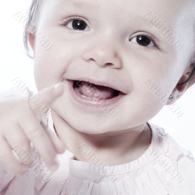 Smilng and looking at