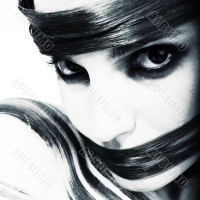 Long haired beauty model