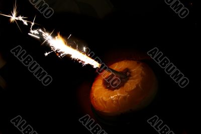 celebrationcake with fire candle