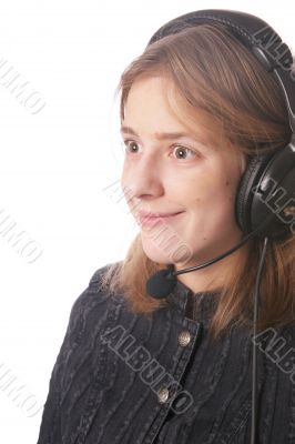 funny girl with headphones