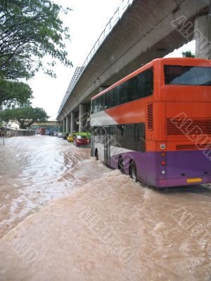 Flooded Street In Singapore
