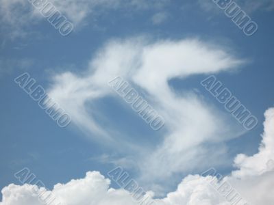 Clouds of kissing couple