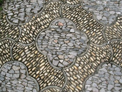 Chinese design stone road closeup