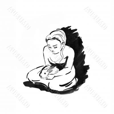 Girl with rabbit