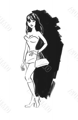 Sexy lady with bag