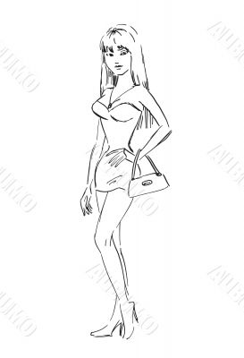 Sexy lady with bag