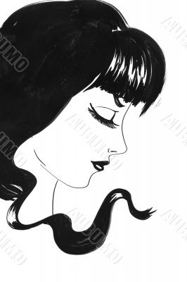 Girl portrait with black hair