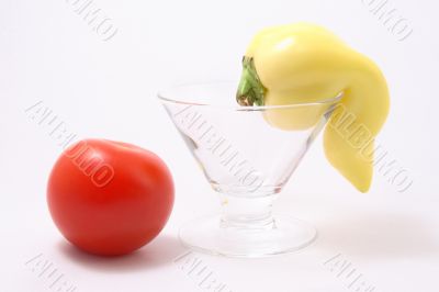 Tomato and a yellow paprika