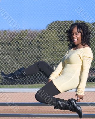 Girl in black boots