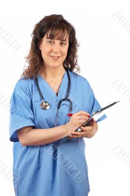 Female doctor writing