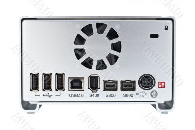 External hard drive rear view