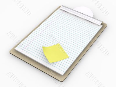 Clipboard with post-it note