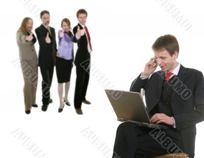 businessman and his team