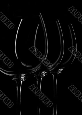wine glasses on black