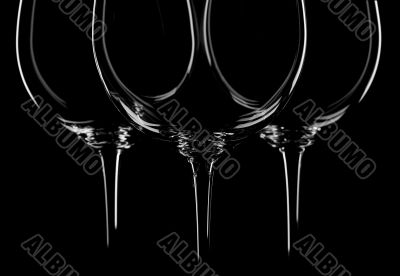 wine glasses on black