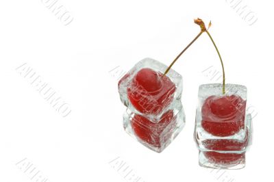 two frozen cherries