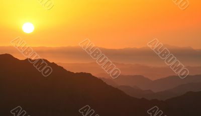 Dawn in mountains