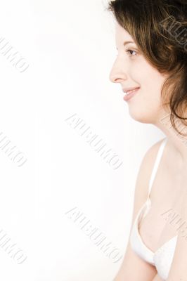 Pregnant woman looking