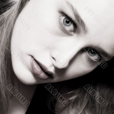 Portrait in black with hair