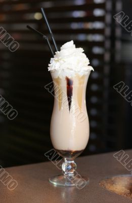 Coffee coctail with whipped cream