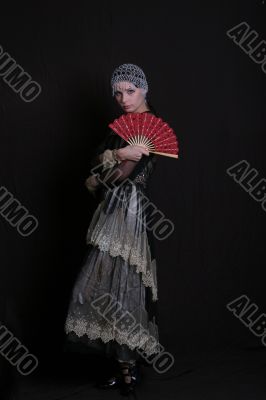 Decadanse with a red fan