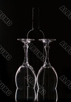 bottle of red wine and glasses