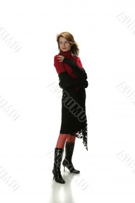 white, red and black