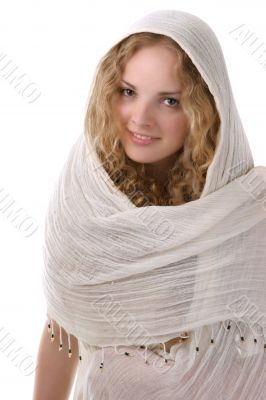 young girl in long withe dress