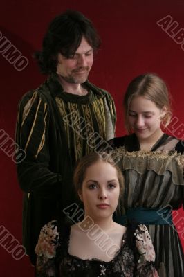 family  in medieval and old time dress