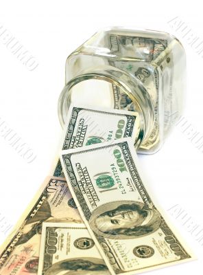Jar full of 100 USD Bank Notes